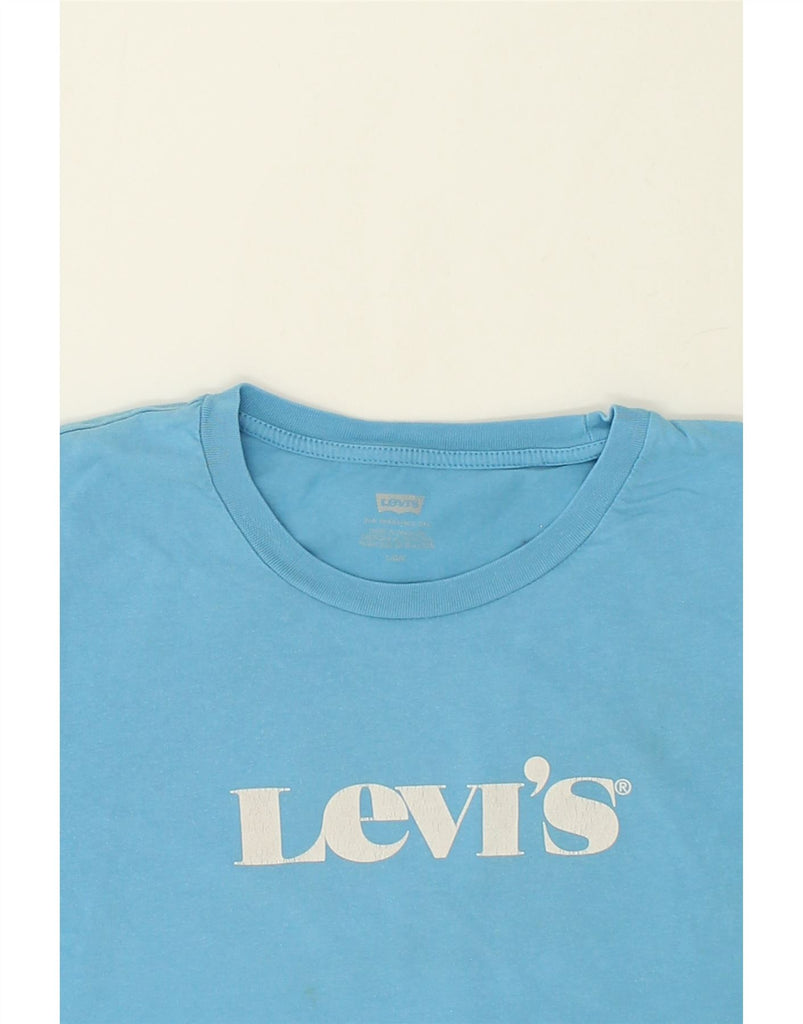 LEVI'S Womens Graphic T-Shirt Top UK 14 Large Blue Cotton Vintage Levi's and Second-Hand Levi's from Messina Hembry 