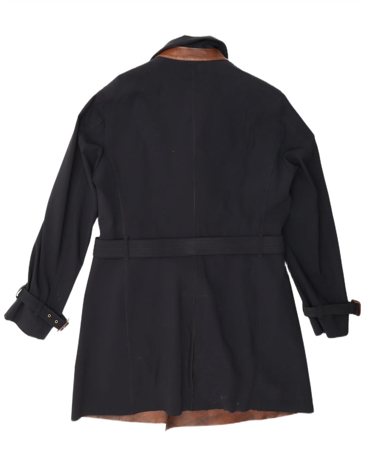 Giorgio Armani Mens Trench Coat UK 38 Medium Navy Blue Colourblock