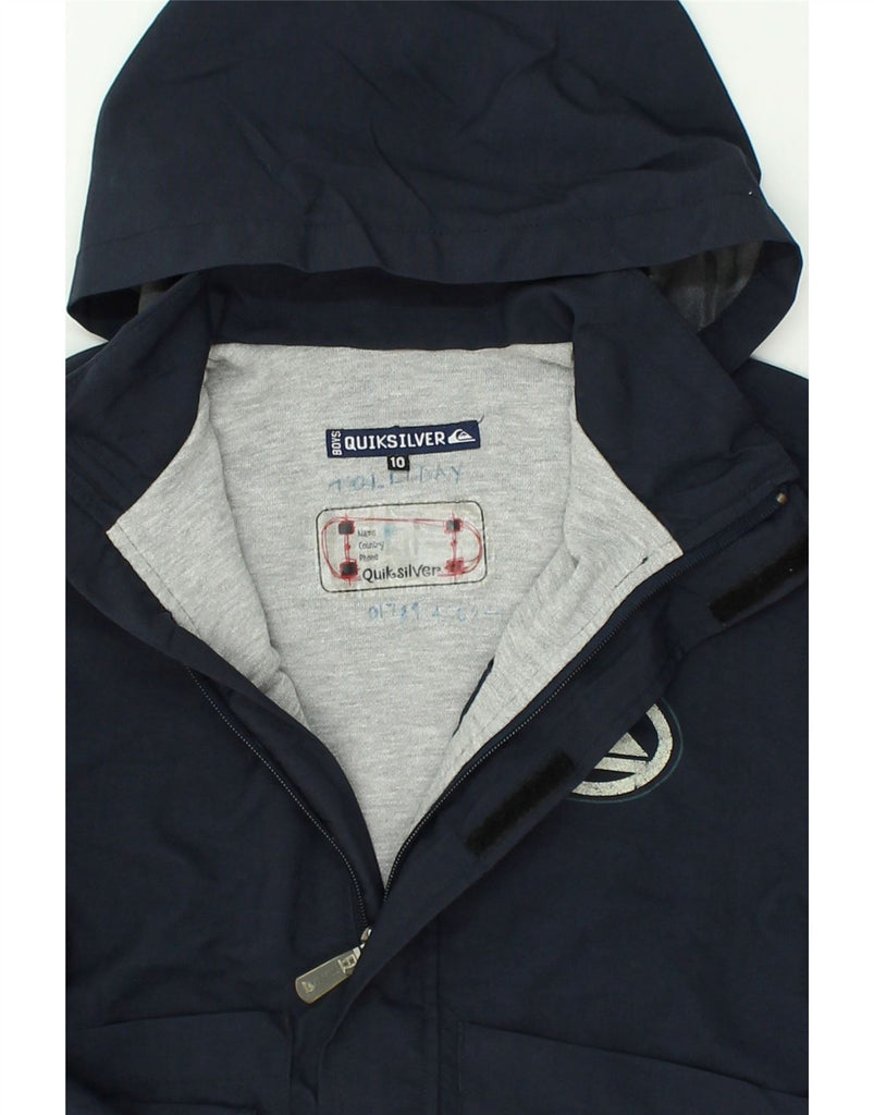 QUIKSILVER Boys Graphic Hooded Windbreaker Jacket 9-10 Years Navy Blue | Vintage Quiksilver | Thrift | Second-Hand Quiksilver | Used Clothing | Messina Hembry 