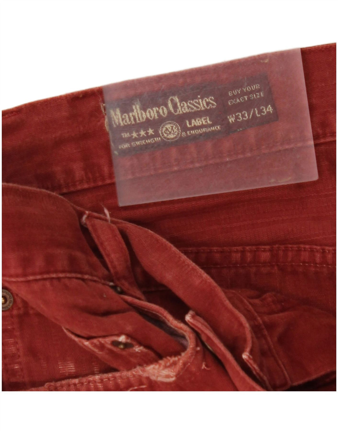 MARLBORO CLASSICS Mens Straight Casual Trousers W33 L29 Maroon Cotton