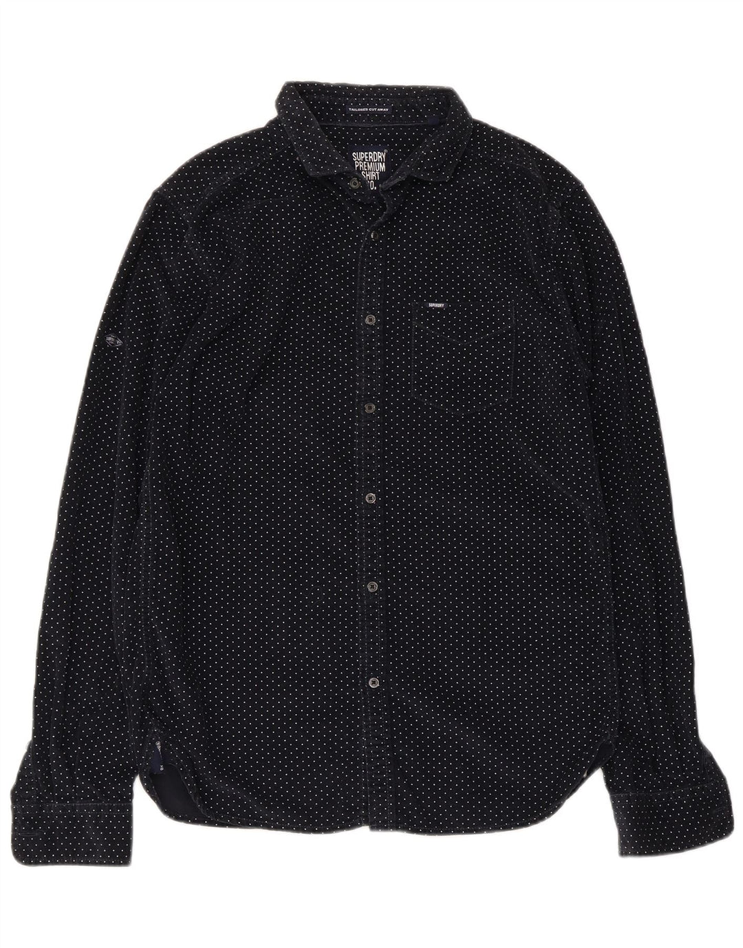 Superdry Mens Corduroy Shirt Medium Navy Blue Spotted Cotton