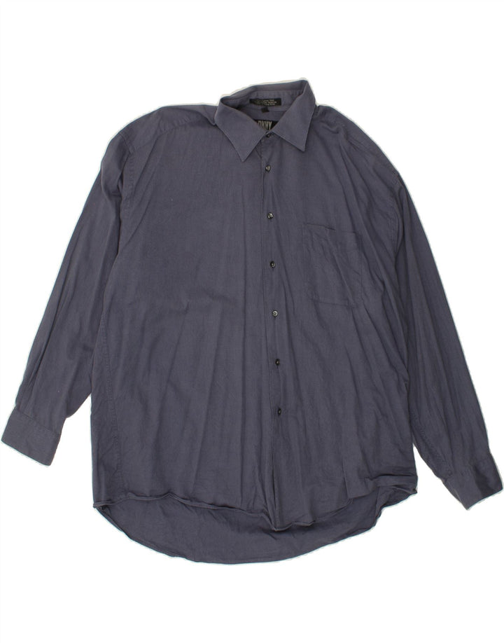 DKNY Mens Shirt 3XL Navy Blue Pinstripe Cotton Vintage Dkny and Second-Hand Dkny from Messina Hembry 