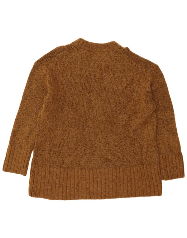 Zara Womens Oversized Crew Neck Jumper Sweater UK 10 Small Brown Acrylic