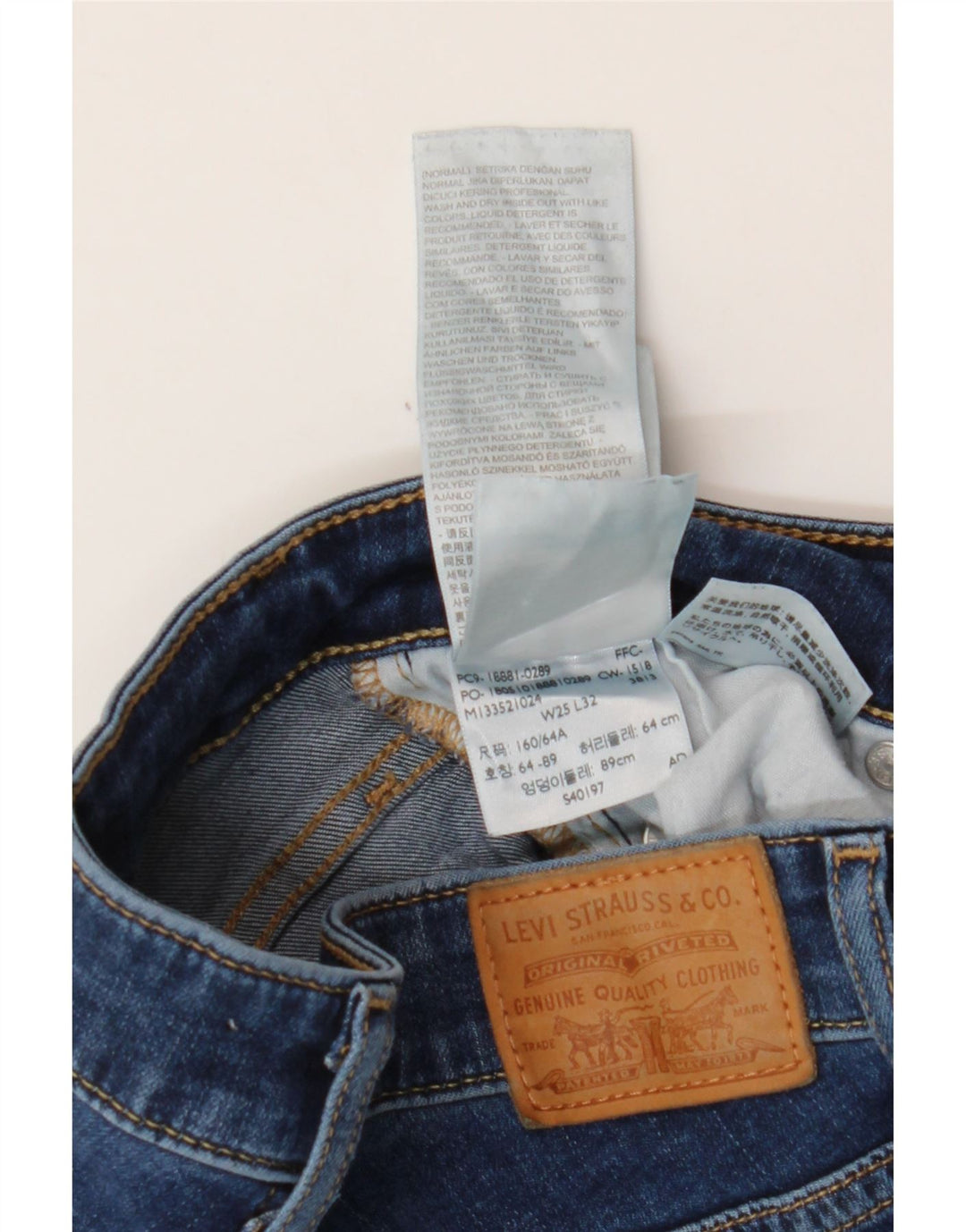 LEVI'S Womens 711 Skinny Jeans W25 L32 Blue Cotton