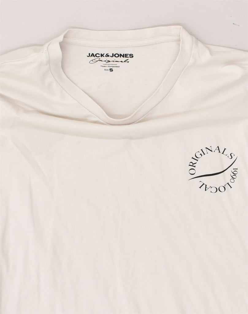 JACK & JONES Mens Graphic Top Long Sleeve Small White Cotton | Vintage Jack & Jones | Thrift | Second-Hand Jack & Jones | Used Clothing | Messina Hembry 