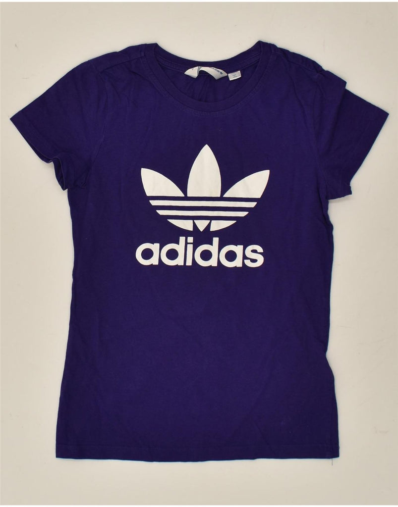 ADIDAS Womens Graphic T-Shirt Top EU 34 XS Blue Cotton | Vintage Adidas | Thrift | Second-Hand Adidas | Used Clothing | Messina Hembry 