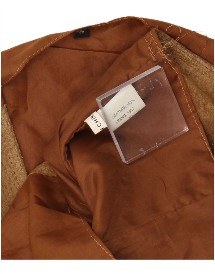 Vintage Mens Suede Waistcoat Small Brown Leather