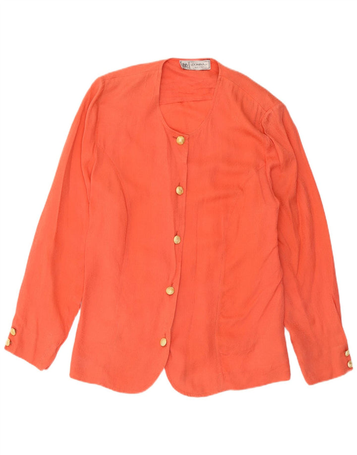 Domina Womens 5 Button Blazer Jacket IT 48 XL Orange Silk