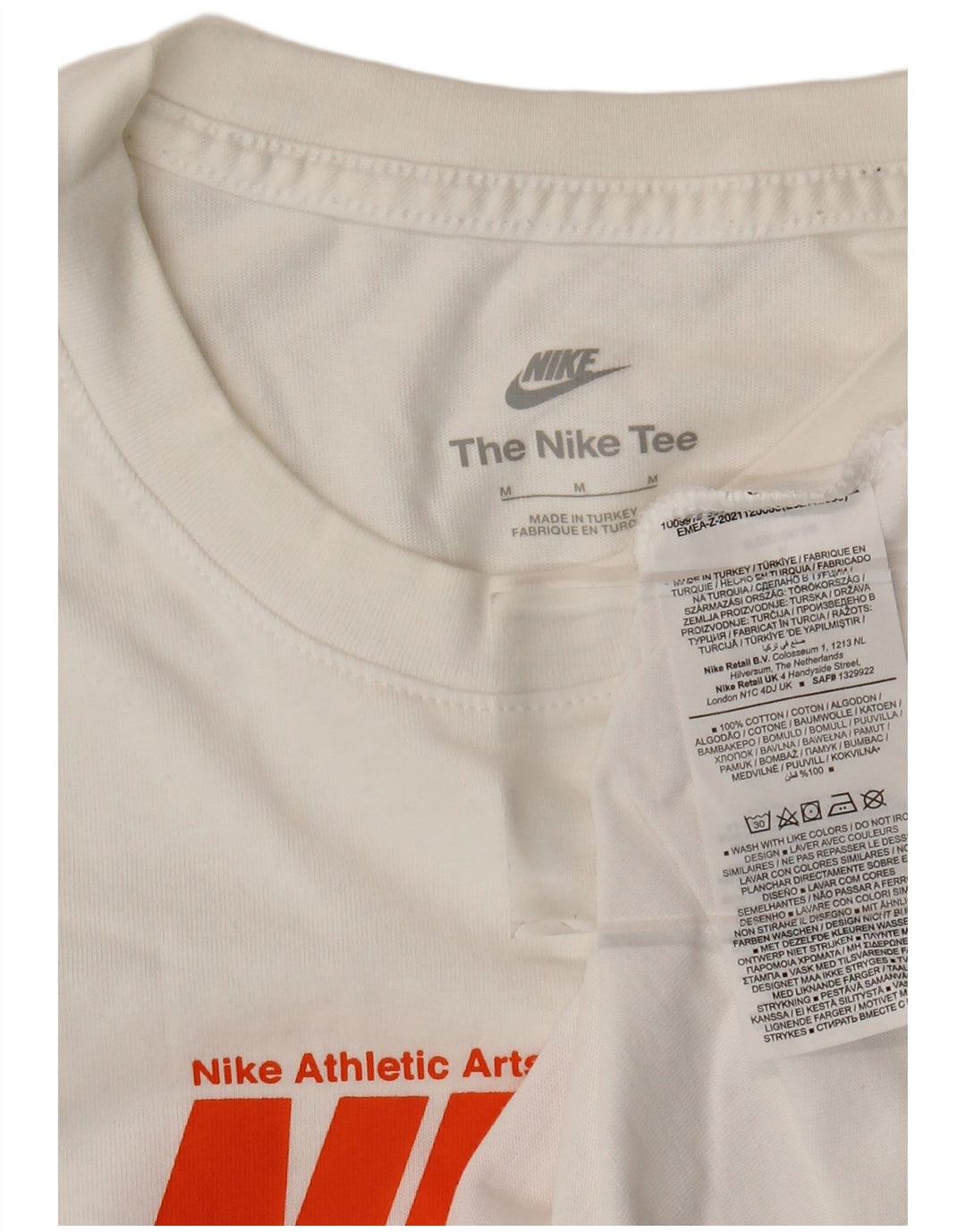 NIKE Mens Graphic T-Shirt Top Medium Off White Cotton