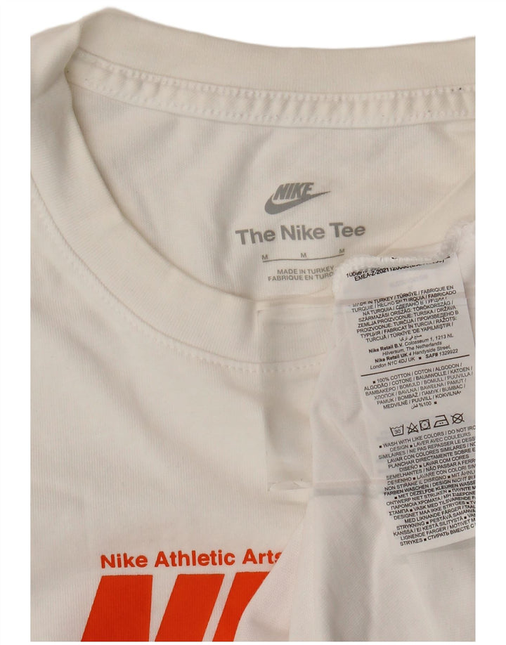 NIKE Mens Graphic T-Shirt Top Medium Off White Cotton