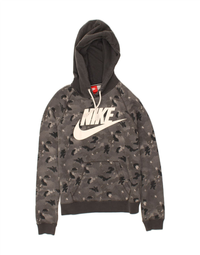 NIKE Mens Graphic Hoodie Jumper XS Grey Camouflage Cotton | Vintage Nike | Thrift | Second-Hand Nike | Used Clothing | Messina Hembry 