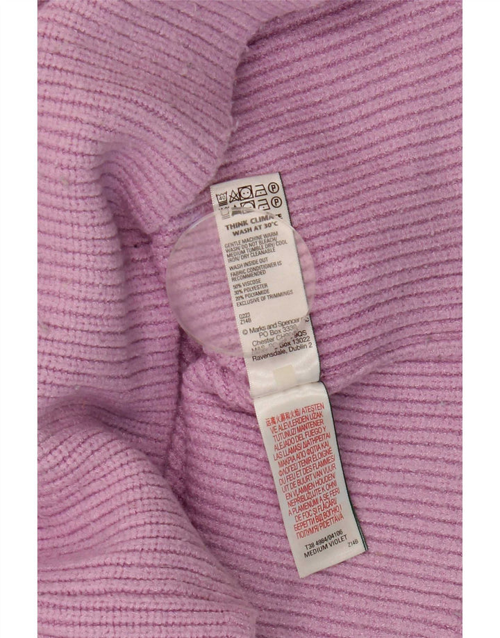 Marks & Spencer Womens Crop Roll Neck Jumper Sweater UK 10 Small Purple
