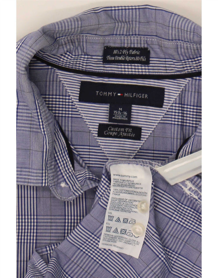 Tommy Hilfiger Mens Custom Fit Shirt Size 15 1/2 16 Medium Blue Check