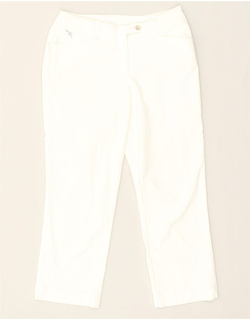 CHERVO Womens Straight Cropped Trousers IT 38 XS W28 L22 White Polyester | Vintage Chervo | Thrift | Second-Hand Chervo | Used Clothing | Messina Hembry 