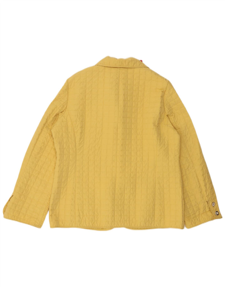 Perte by Krizia Womens 3 Button Quilted Blazer Jacket Size 23 Medium Yellow