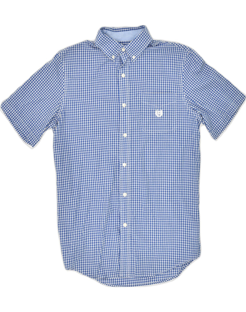 CHAPS Mens Short Sleeve Shirt Medium Blue Check Cotton | Vintage Chaps | Thrift | Second-Hand Chaps | Used Clothing | Messina Hembry 