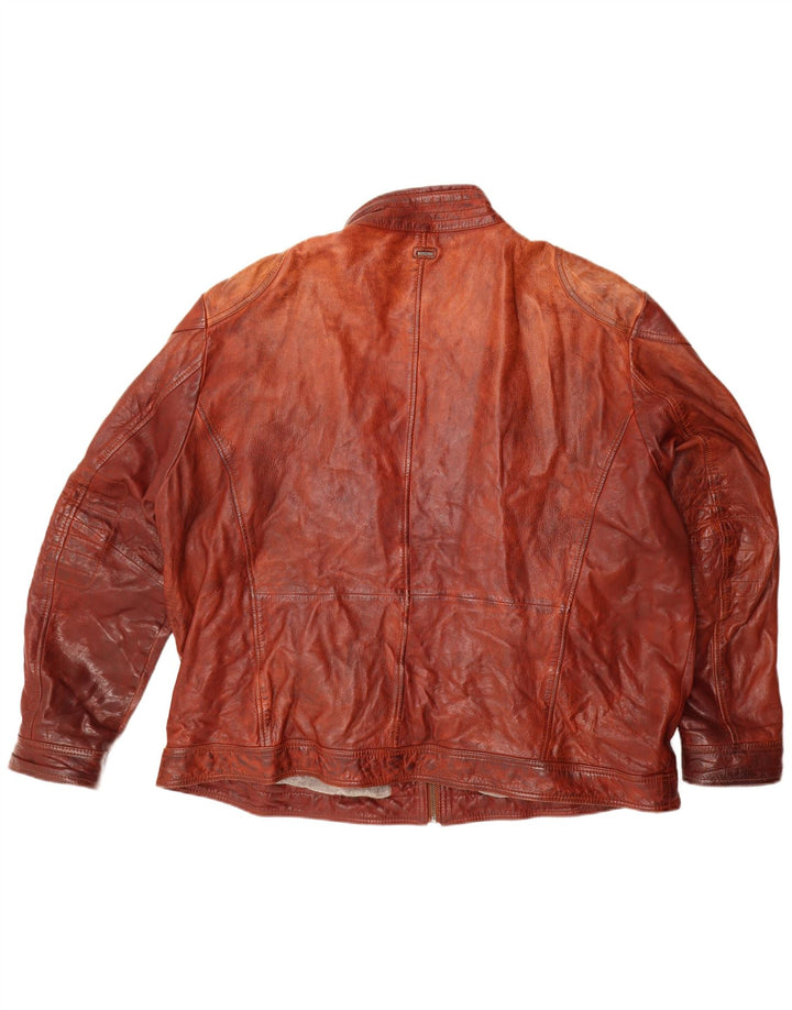 ENGBERS Mens Leather Jacket UK 46 3XL Burgundy