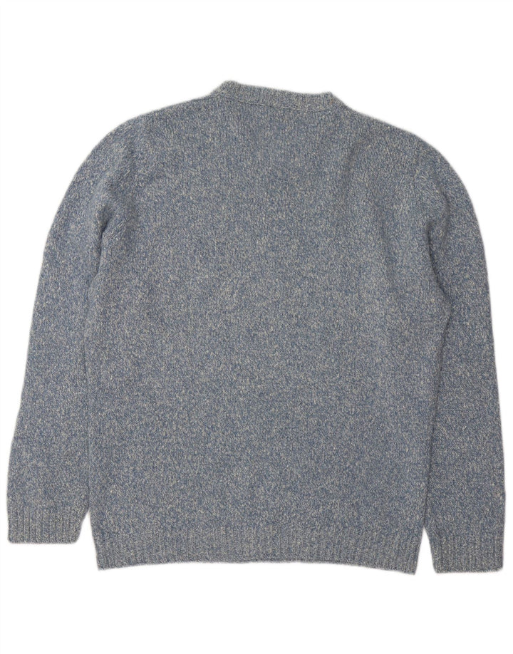 Gran Sasso Mens Crew Neck Jumper Sweater IT 48 Medium Blue Flecked Cashmere