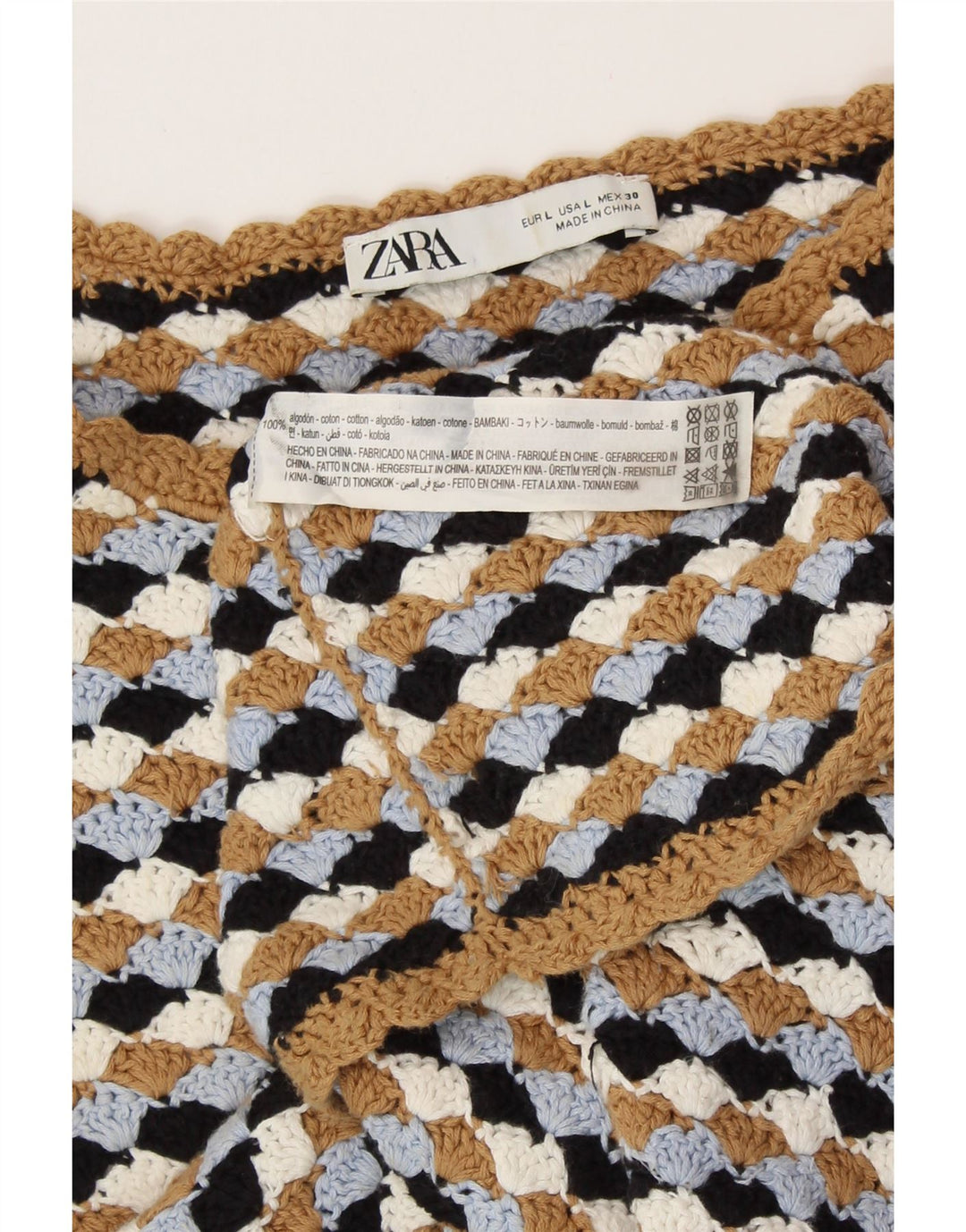 ZARA Womens Crop Boat Neck Jumper Sweater UK 14 Large Multicoloured