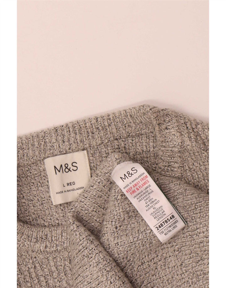 Marks & Spencer Mens Crew Neck Jumper Sweater Large Beige Polyamide