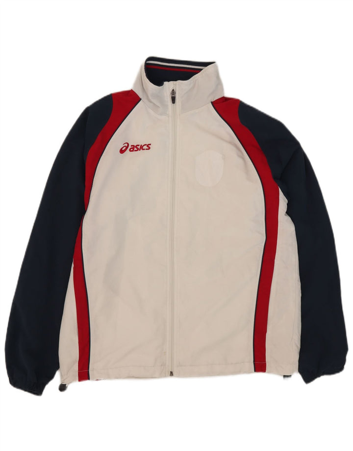 Asics Mens Graphic Tracksuit Top Jacket Medium White Colourblock Polyester