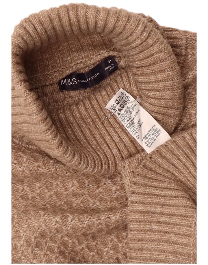 Marks & Spencer Womens Roll Neck Jumper Sweater UK 14 Medium Brown