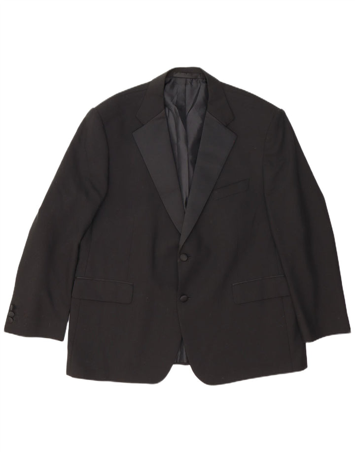 Marks & Spencer Mens 2 Button Blazer Jacket UK 46 XL Black Wool