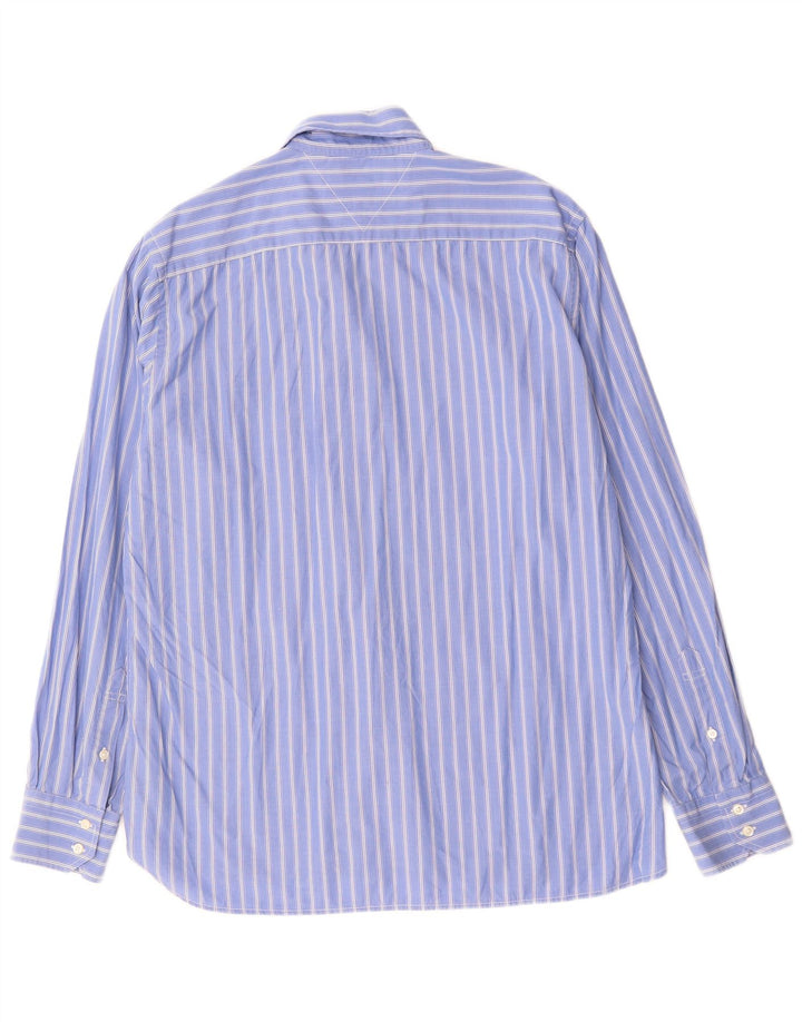 TOMMY HILFIGER Mens Shirt Large Blue Striped Cotton