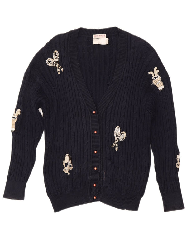 Valeria Zaccarelli Womens Golf Cardigan Sweater UK 14 Medium Navy Blue