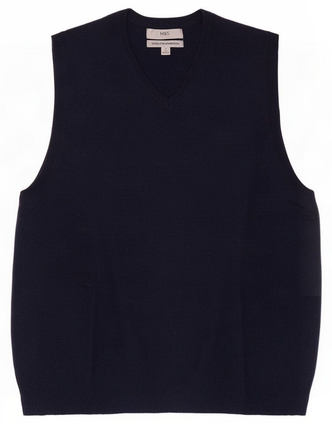Marks & Spencer Mens Vest Tank Top Small Navy Blue Wool