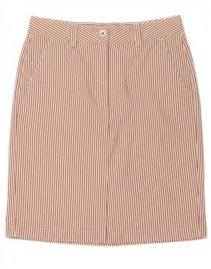 MURPHY & NYE Womens Straight Skirt W32 Large  White Pinstripe Cotton