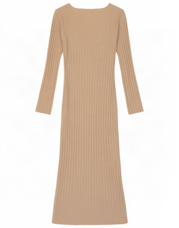 Zara Womens Long Sleeve Maxi Dress UK 8 Small Beige Viscose