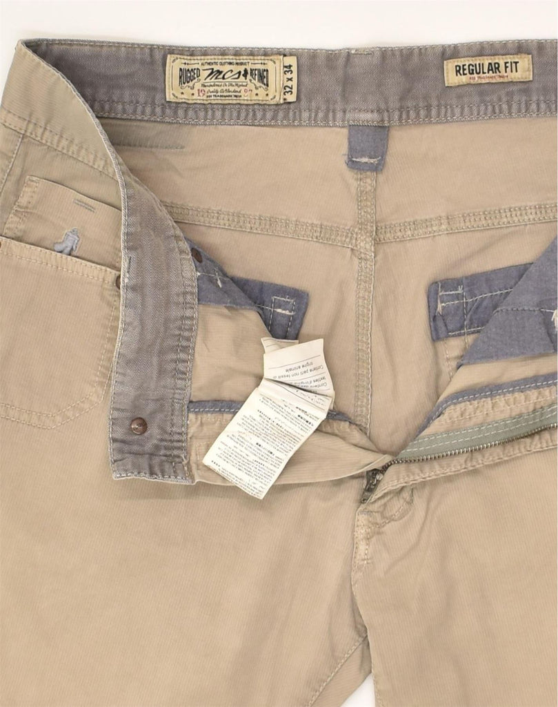 MARLBORO CLASSICS Mens Straight Casual Trousers W32 L34 Beige Polyester | Vintage Marlboro Classics | Thrift | Second-Hand Marlboro Classics | Used Clothing | Messina Hembry 