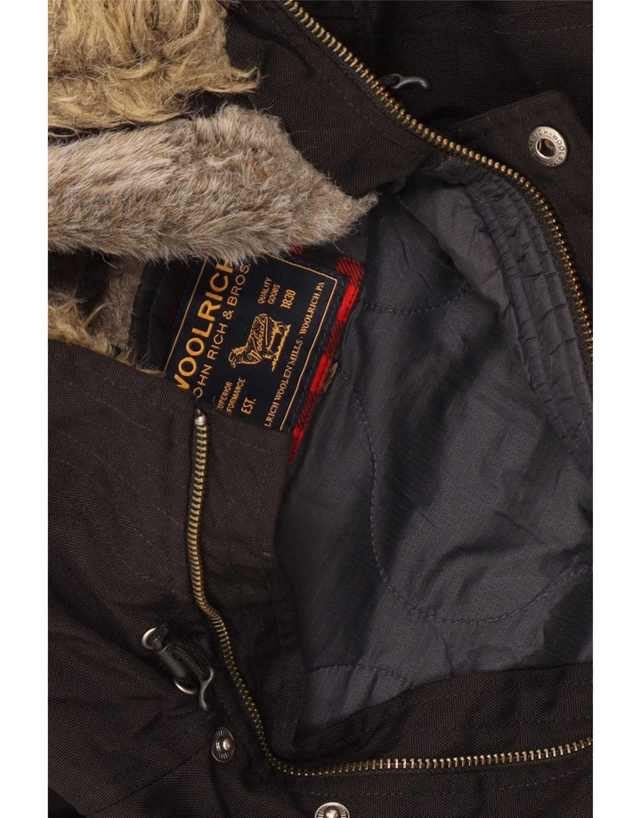 Woolrich Mens Hooded Bomber Jacket UK 40 Large Black Colourblock