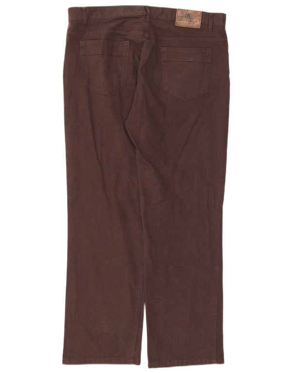 Marks & Spencer Mens Blue Harbour Straight Casual Trousers W36 L29 Brown