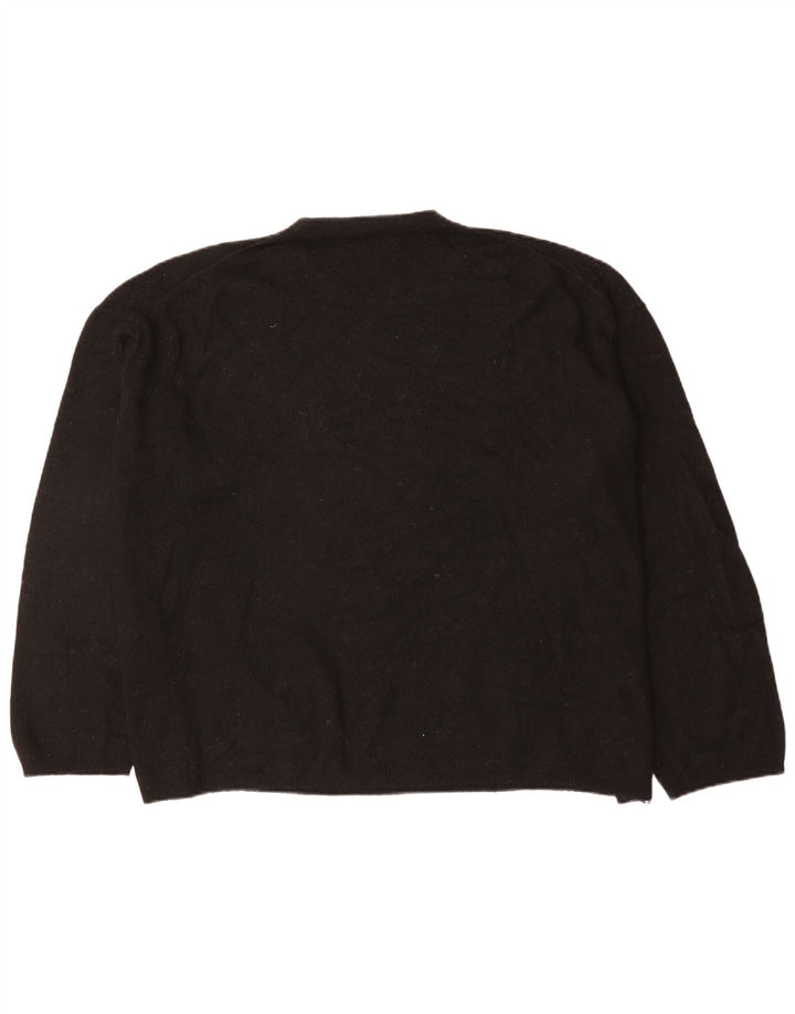 ZARA Womens Oversized Crew Neck Jumper Sweater UK 18 XL Black Wool