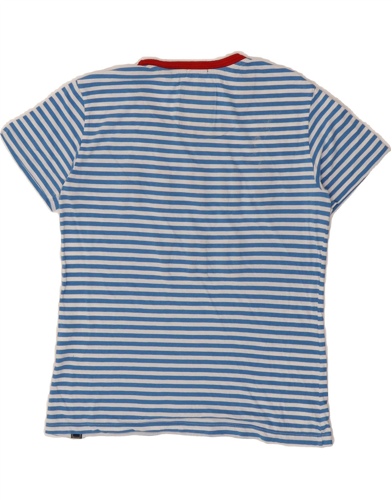 SUPERDRY Womens Graphic T-Shirt Top UK 12 Medium Blue Striped Cotton Vintage Superdry and Second-Hand Superdry from Messina Hembry 