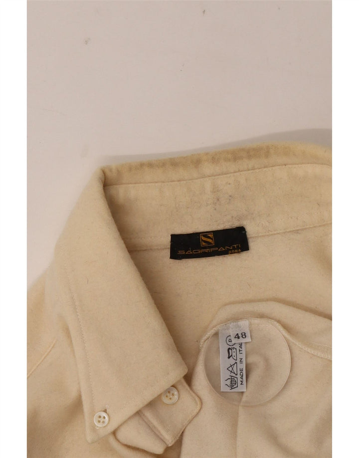 VINTAGE Mens Shirt IT 48 Medium Beige Cashmere