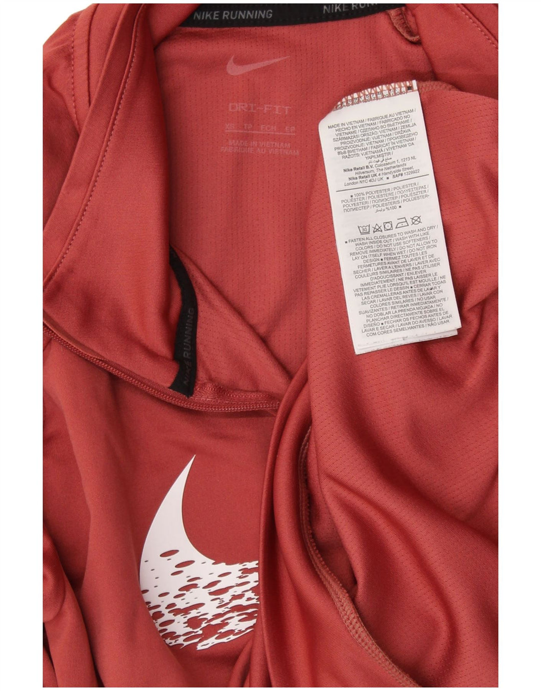 NIKE Mens Dri Fit Graphic Zip Neck Pullover Tracksuit Top XS Maroon