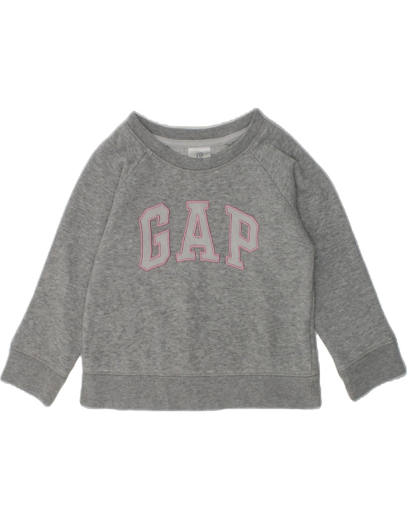 GAP Girls Graphic Sweatshirt Jumper 2-3 Years Grey Cotton | Vintage Gap | Thrift | Second-Hand Gap | Used Clothing | Messina Hembry 