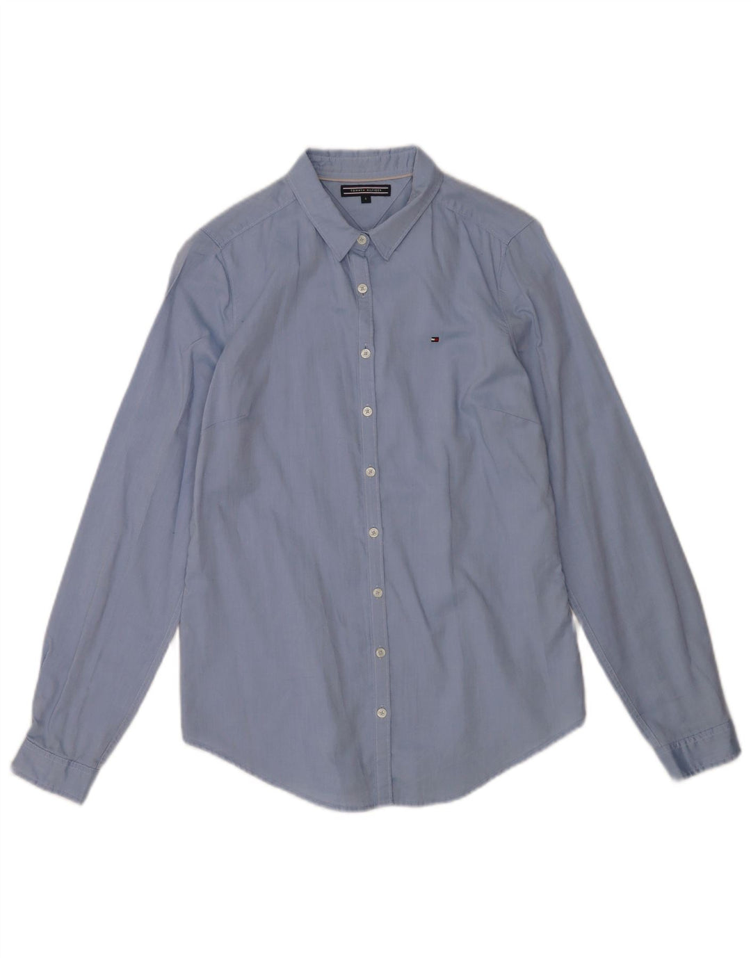 Tommy Hilfiger Womens Shirt US 6 Medium Blue Cotton