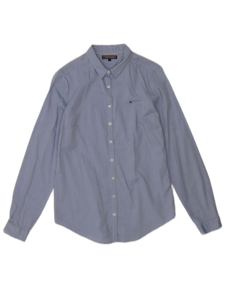 Tommy Hilfiger Womens Shirt US 6 Medium Blue Cotton