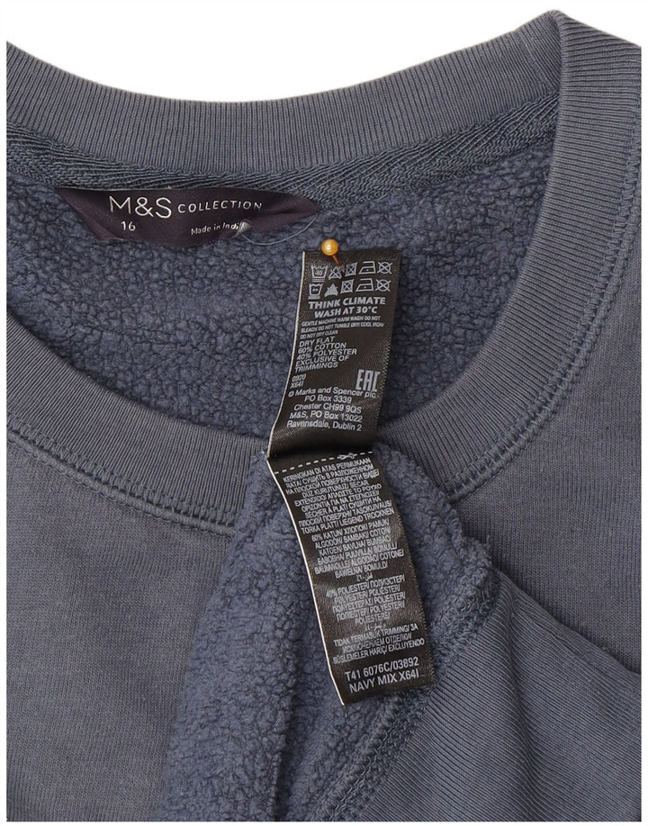Marks & Spencer Womens Graphic Sweatshirt Jumper UK 16 Large Navy Blue