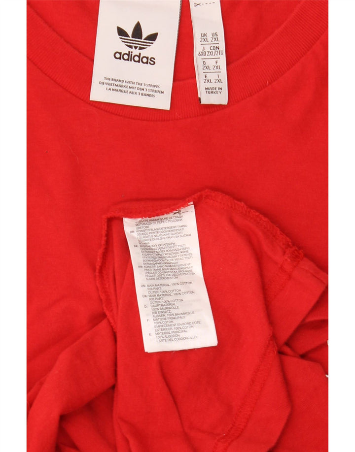 Adidas Mens T-Shirt Top 2XL Red Cotton