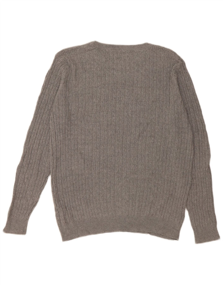 Zara Mens Crew Neck Jumper Sweater XL Grey Cotton