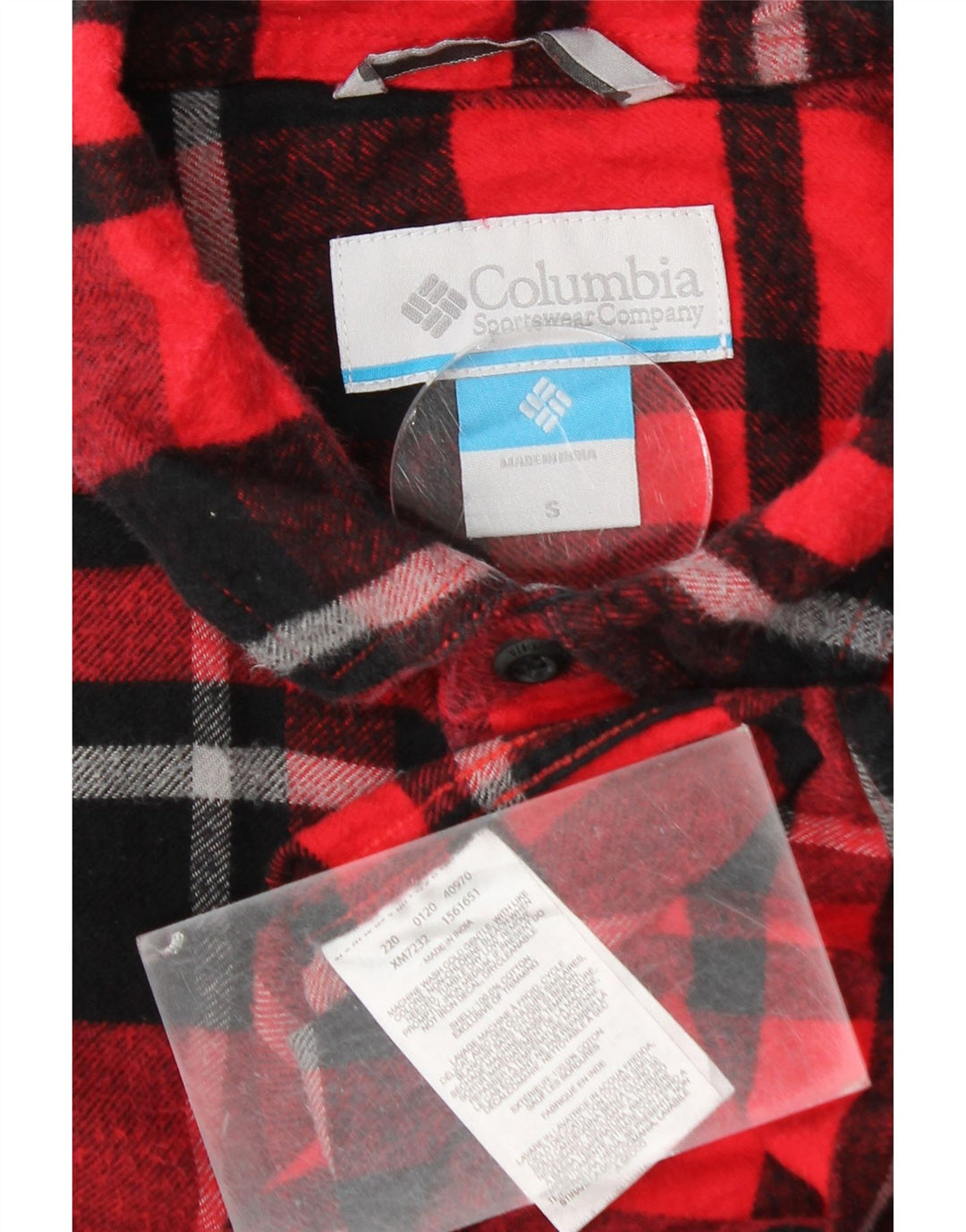 Columbia Mens Small Red Plaid Cotton
