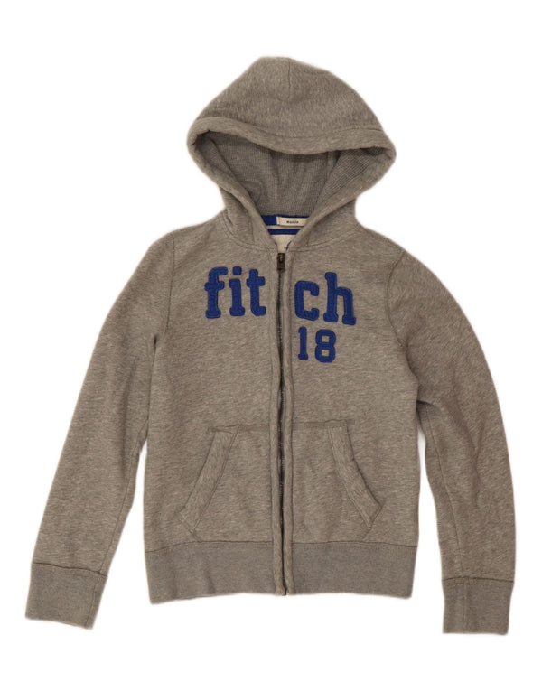 Abercrombie & Fitch Boys Muscle Zip Hoodie Sweater 10-11 Years Medium Grey