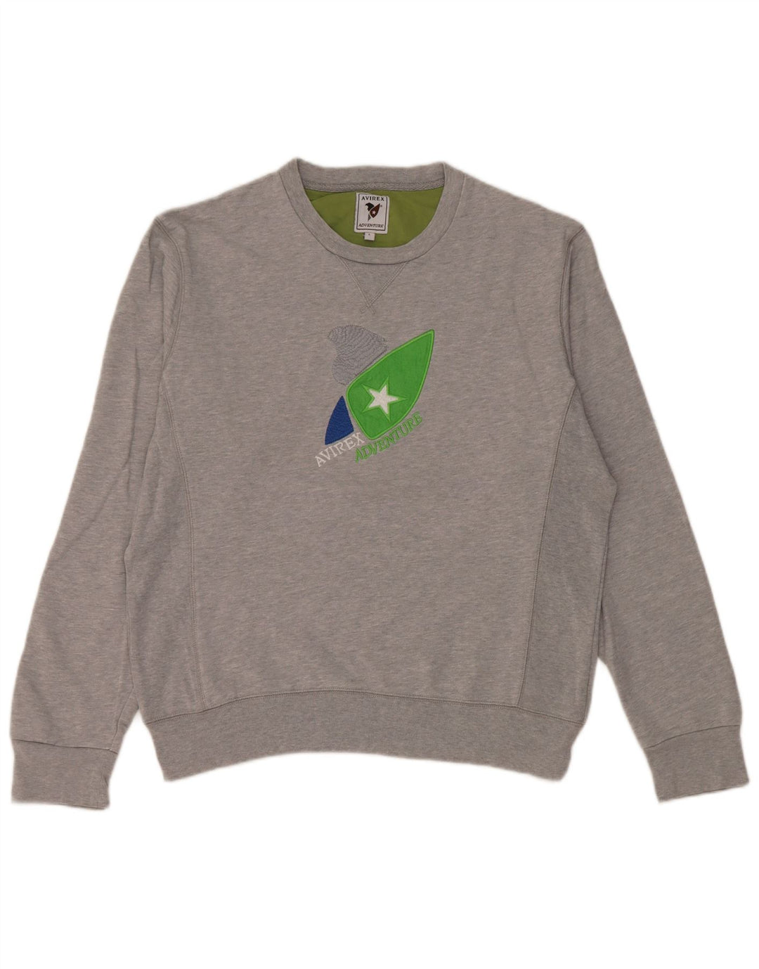 Avirex Mens Graphic Regular Fit Sweatshirt Jumper Large Grey Cotton