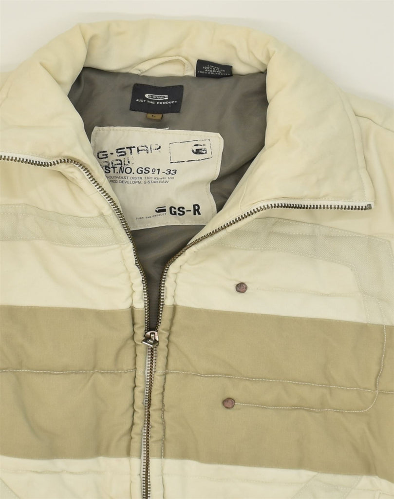 G-STAR Mens Graphic Padded Jacket UK 40 Large Beige Colourblock Cotton | Vintage G-Star | Thrift | Second-Hand G-Star | Used Clothing | Messina Hembry 