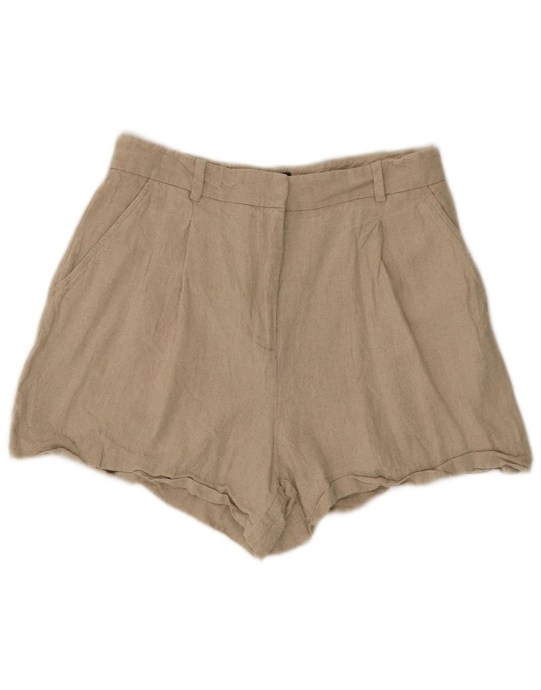 Zara Womens High Waist Hot Pants Medium W28 Beige Linen